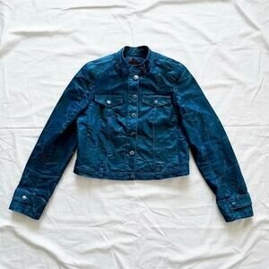 Aventures des Toiles Distressed Blue Denim Jacket Womens 38 Medium